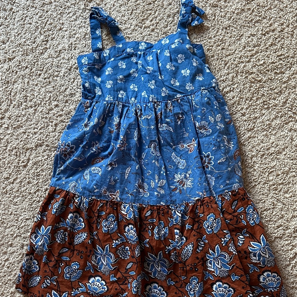 Janie and Jack Blue and Brown Floral Dress
